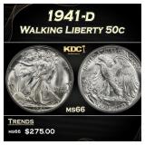 1941-d Walking Liberty Half Dollar 50c Grades ms66