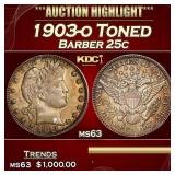 1903-o Barber Quarter Toned 25c ms63 USCG