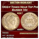 1902-p Barber Dime Toned Near Top Pop 10c Grades m