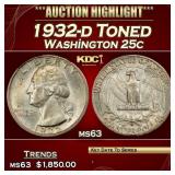 1932-d Washington Quarter Toned 25c ms63 USCG