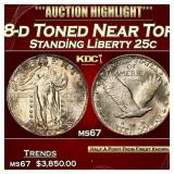 1928-d Standing Liberty Quarter Toned Near Top Pop