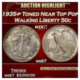 1935-p Walking Liberty Half Dollar Toned Near Top