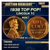 1938 Proof Lincoln Cent TOP POP! 1c pr68 rd cam SE