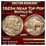 1923-s Buffalo Nickel Near Top Pop 5c ms65+ SEGS
