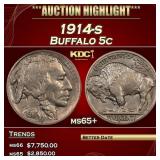 1914-s Buffalo Nickel 5c ms65+ SEGS