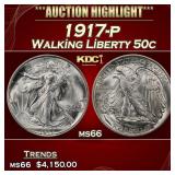 1917-p Walking Liberty Half Dollar 50c ms66 SEGS