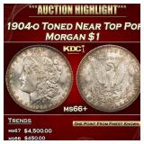 1904-o Morgan Dollar Toned Near Top Pop $1 ms66+ S