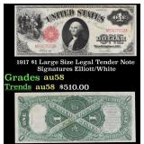 1917 $1 Large Size Legal Tender Note Grades Choice