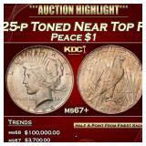 1925-p Peace Dollar Toned Near Top Pop $1 ms67+ SE
