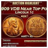 1909 VDB Lincoln Cent Near Top Pop 1c ms67+ rd SEG