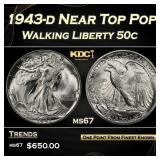 1943-d Walking Liberty Half Dollar Near Top Pop 50