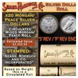 20 Mixed Morgan/Peace SEARS Dollar Roll Circ Morga