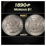 1890-p Morgan Dollar $1 Grades ms63+
