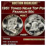 1951 Proof Franklin Half Dollar Toned Near Top Pop
