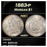 1883-p Morgan Dollar $1 Grades ms65+