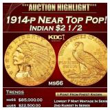 1914-p Gold Indian Quarter Eagle Near Top Pop! $2