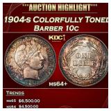1904-s Barber Dime Colorfully Toned 10c ms64+ SEGS