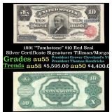 1891 $10 Red Seal Silver Certificate "Tombstone" G