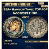 1959-p Roosevelt Dime Rainbow Toned TOP POP! 10c m