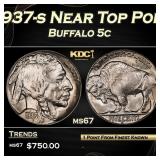 1937-s Buffalo Nickel Near Top Pop 5c ms67 SEGS