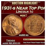 1931-s Lincoln Cent Near Top Pop 1c ms66 rd SEGS