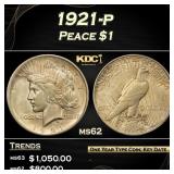 1921-p Peace Dollar $1 ms62 USCG