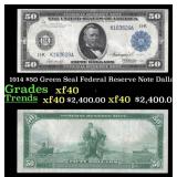 1914 $50 Green Seal Federal Reserve Note Grades xf