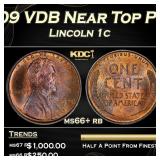 1909 VDB Lincoln Cent Near Top Pop 1c ms66+ rb SEG