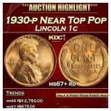 1930-p Lincoln Cent Near Top Pop 1c ms67+ rd SEGS