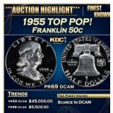 1955 Proof Franklin Half Dollar TOP POP! 50c pr69