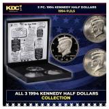 Complete 3 PC. 1994 Kennedy Half Dollar 50c set In