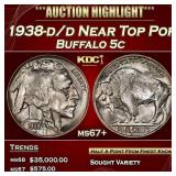 1938-d/d Buffalo Nickel Near Top Pop 5c ms67+ SEGS