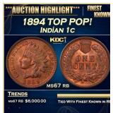 1894 Indian Cent TOP POP! 1c ms67 rb SEGS
