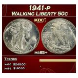 1941-p Walking Liberty Half Dollar 50c Grades ms65