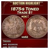 1875-s Trade Dollar Toned $1 ms62 USCG