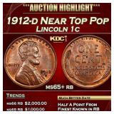 1912-d Lincoln Cent Near Top Pop 1c ms65+ rb SEGS