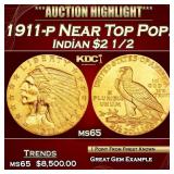 1911-p Gold Indian Quarter Eagle Near Top Pop! $2