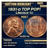 1931-d Lincoln Cent TOP POP! 1c ms66 rb SEGS