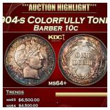 1904-s Barber Dime Colorfully Toned 10c ms64+ SEGS