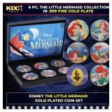 6 Coin Disney The Little Mermaid Gold Plated Round