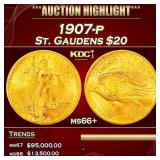 1907-p Gold St. Gaudens Double Eagle $20 ms66+ SEG