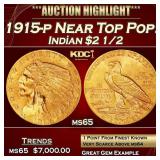 1915-p Gold Indian Quarter Eagle Near Top Pop! $2