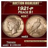 1921-p Peace Dollar $1 ms63 USCG