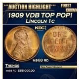 1909 VDB Lincoln Cent TOP POP! 1c ms68 rd SEGS