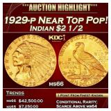 1929-p Gold Indian Quarter Eagle Near Top Pop! $2