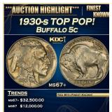 1930-s Buffalo Nickel TOP POP! 5c ms67+ SEGS