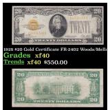 1928 $20 Gold Certificate FR-2402 Woods/Mellon Gra