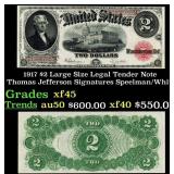 1917 $2 Large Size Legal Tender Note Thomas Jeffer