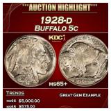 1928-d Buffalo Nickel 5c ms65+ SEGS