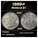 1889-p Morgan Dollar $1 Grades ms65